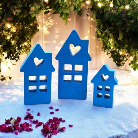 Three Blue Houses